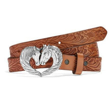 Load image into Gallery viewer, Justin Youth Brown Spirit Heart Belt C30244