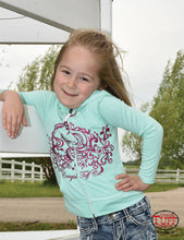 Load image into Gallery viewer, Cowgirl Tuff 100052 Ice Green Hoodie With Pink Glitter Unicorn Design