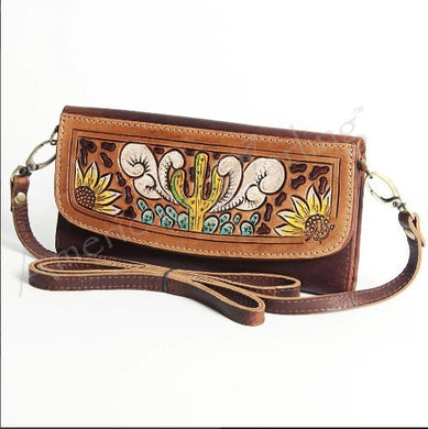 American Darling Cactus And Sunflower Wallet With Strap ADBGM102M