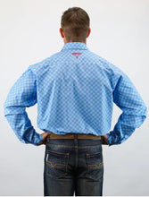 Load image into Gallery viewer, Drover Cowboy Threads Buckboard Blue On Blue Diagonal Prt LS