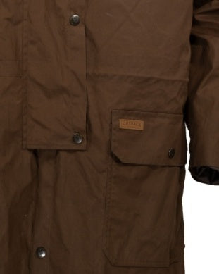DA'S Big Over Coat brown&seedling ダズ Men's Dakota Waxed Cotton Casual Coat | Aged Leather Look Coat