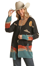 Load image into Gallery viewer, Rock &amp; Roll Teal Scenery Print Cardigan BW95T02706