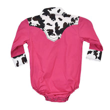 Load image into Gallery viewer, Cowboy Hardware Infant Moody Cow Long Sleeve Brt Pink Romper  825604R-150-I