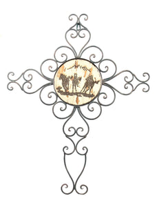 Wire Wall Cross with Running Horses 94285