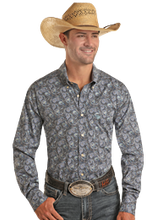 Load image into Gallery viewer, Rock&Roll LS Blue Paisley Snap BMN2S03340