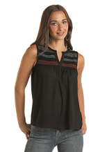 Load image into Gallery viewer, Panhandle Smocked Tank Black LW50T03408