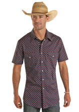 Load image into Gallery viewer, Rock&Roll Short Sleeve Nv/Red/Blue Snap  BMN3S03341