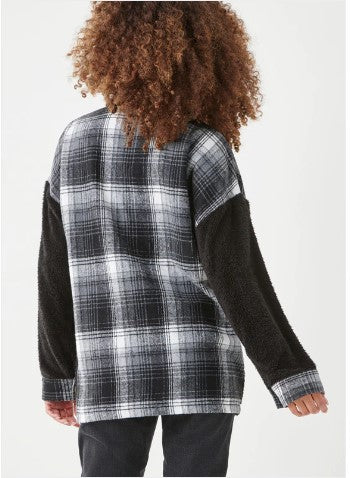 Charlie Paige Ranch Shacket Flannel LS 409053 Bk Gy Wh Rittels