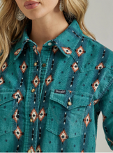 Load image into Gallery viewer, Wrangler Retro Checotah Cord Shirt Dress Dk Teal 112339170