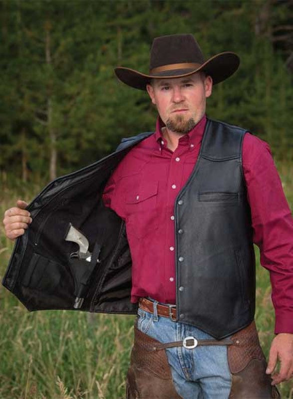 Wyoming Traders Drover Leather CC Vest Black – Rittels Western Wear