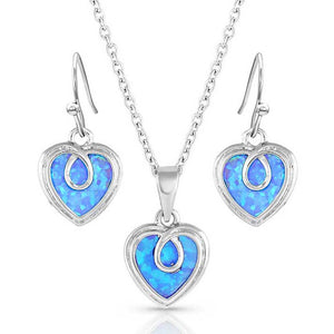 Montana Silversmiths Jewelry Set Glowing Love Opal JS5166
