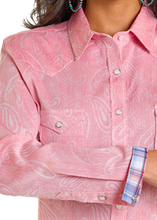 Load image into Gallery viewer, Panhandle Slim Rough Stock Womens Long Sleeve Snap - Rose/Mauve - RWN2S06527