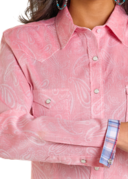 Panhandle Slim Rough Stock Womens Long Sleeve Snap - Rose/Mauve - RWN2S06527