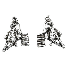 Load image into Gallery viewer, Barrel Racer Earrings in Cowboy Hat Gift Box HE-140