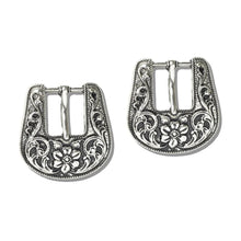 Load image into Gallery viewer, 113129 &amp; 113143 Western Floral Belt Buckle Paperclip chain Necklace &amp; Earrings Set