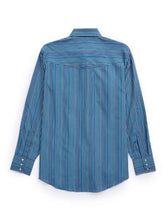 Load image into Gallery viewer, Ely Cattleman Long Sleeve Textured Stripe Western Snap Shirt- Navy 2029279
