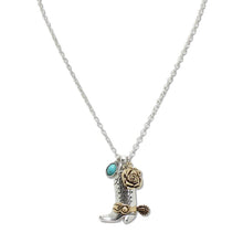 Load image into Gallery viewer, 108417 &amp; 108429 Western Boots Rose Turquoise Charm Pendant Necklace &amp; Earrings