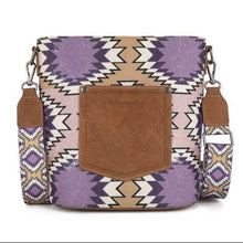 Load image into Gallery viewer, Wrangler Aztec Distressed Print Dual Sided Print Crossbody-Purple WG221-8360PP