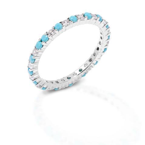 Kelly Herd Clear And Turquoise Anniversary Band size 9