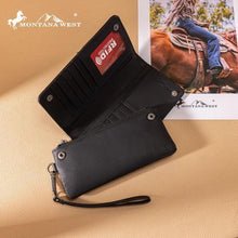 Load image into Gallery viewer, Montana West Genuine Leather Tooled Bi-Fold Wallet with Detachable Zippered Pocket MWL-4206