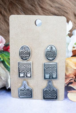 Tipi Boot Stitch Earrings 3 pair Set