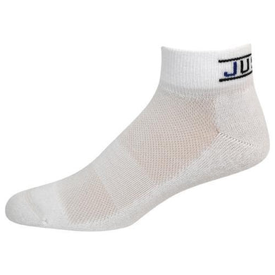 Justin Men's Low Cut Sock White w/Blue/Black Logo 21074WHT