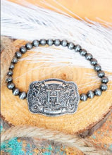 Load image into Gallery viewer, TIPI Branded Buckle Initial Silver Pearl Bracelet