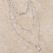 Load image into Gallery viewer, West &amp; Co. 16", 20", 22", Silver Layered Chain Necklace with Stars and Cowboy Boot N1487S