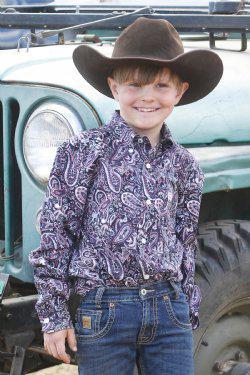 Cinch Boys  L/S Paisley Button-Down Western Shirt Multi MTW7060378