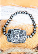 Load image into Gallery viewer, TIPI Branded Buckle Initial Silver Pearl Bracelet