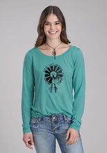 Load image into Gallery viewer, Roper Ladies LS Blue  What Goes Around Tee 0303805130113