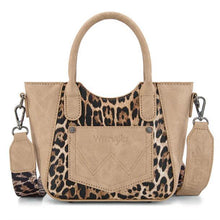 Load image into Gallery viewer, Montana West Wrangler Leopard Print Small Tote/Crossbody Tan WG296-8015TN