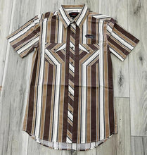 Load image into Gallery viewer, Rock &amp; Roll Mens RR Stripe Printed SS Snap Brown BMN3S08663