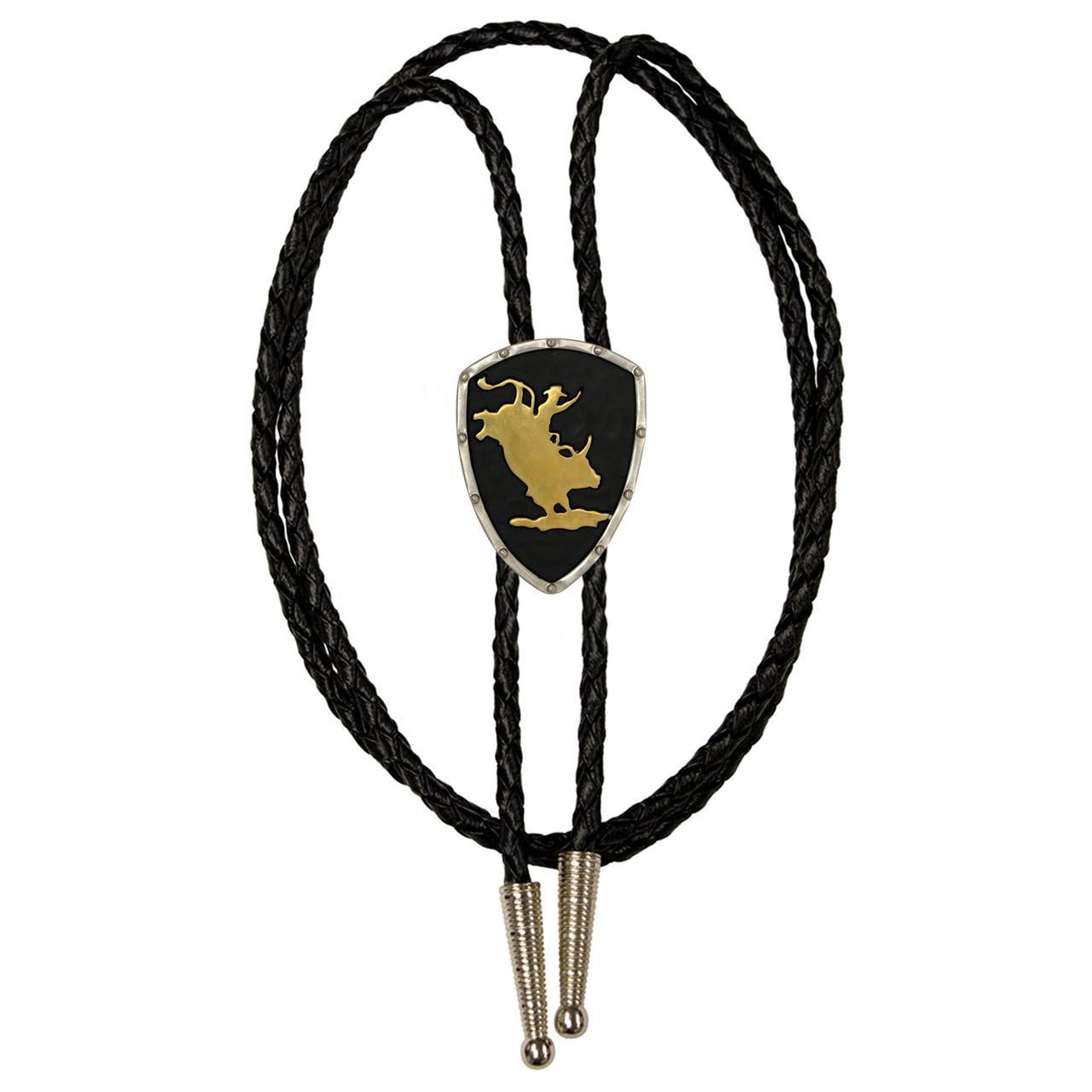 Rodeo Silver, Gold, Matte Black Bolo Tie