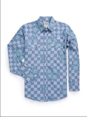 Ely Cattleman Long Sleeve Patchwork Print Western Snap Shirt 2027112