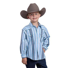 Load image into Gallery viewer, ROPER APPAREL BOYS L/S SHIRT VERTICAL PERFORMANCE Y/D STRIPE SNAP 2829 VERTICAL AZTEC - 03-030-0068-0321