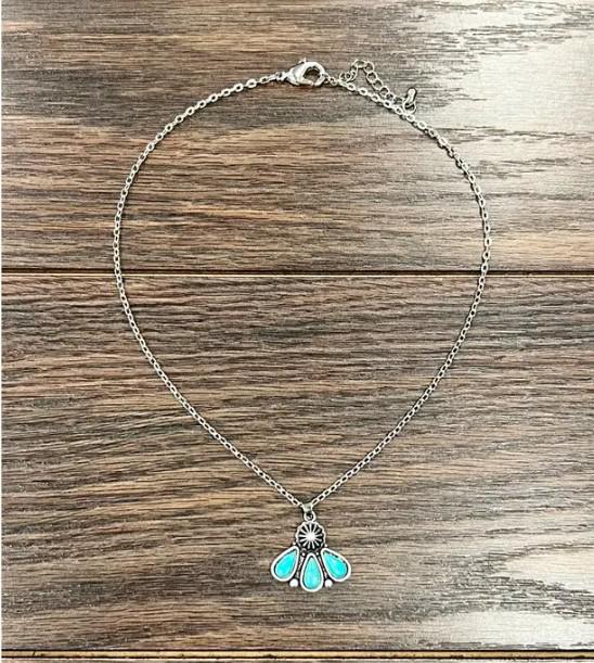 Isac Turquoise Teardrop Stones Pendant Necklace735927