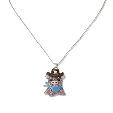 Load image into Gallery viewer, 112674 &amp; 112683 Western Pave Crystal Enamel Cowboy Pis Pendant Necklace &amp; Earrings