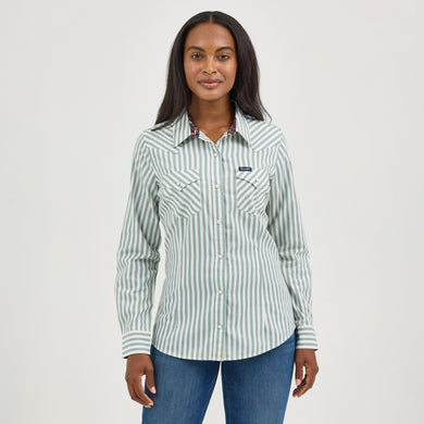 Wrangler Retro® Western Dress Snap Top - Green  112367183