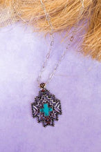 Load image into Gallery viewer, ICON Wolf Mesa Silvertone and Turquoise Earrings