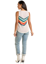 Load image into Gallery viewer, Panhandle Slim Ladies Knit Chevron Tank (Cream) LW20T06638