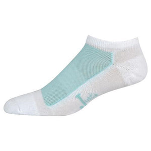 Justin Women's No Show Heel & Toe Cushion Sock White/Turq  3 Pack 20145Wht