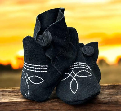 Western Linens Infant Black Suede Moccasins 6-12M