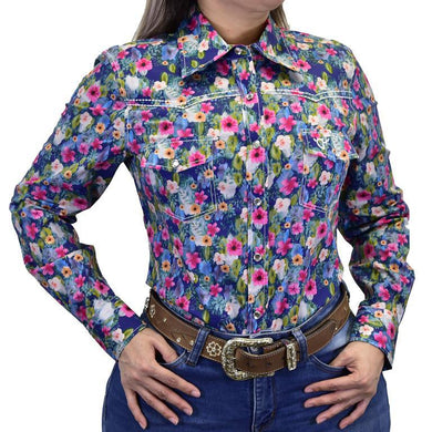 Cowgirl Hardware Floral Monet L/S Print Snap 225632-480-W