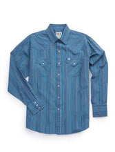 Load image into Gallery viewer, Ely Cattleman Long Sleeve Textured Stripe Western Snap Shirt- Navy 2029279
