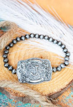 Load image into Gallery viewer, TIPI Branded Buckle Initial Silver Pearl Bracelet