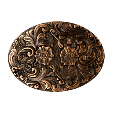 Western Express Floral Scroll Vintage Copper Western Buckle