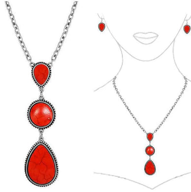 Icon Western Teardrop Red Stone Necklace