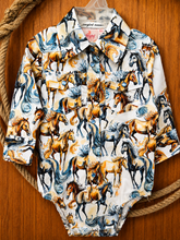Load image into Gallery viewer, Cowgirl Hardware INF Running Horse L/S Romper Toned Natural 825672R-050-1