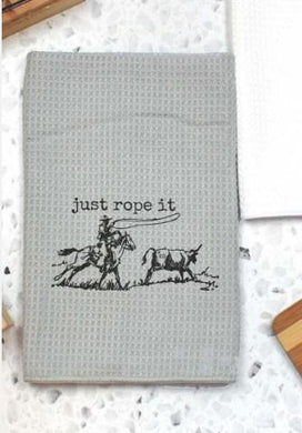 Cowboy Just Rope It Waffle Kitchen Towel